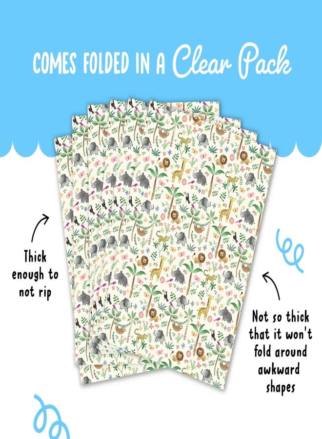 CENTRAL 23 Kids Wrapping Paper - 6 Sheets of Gift Wrap - Elephant Lion Sloth Giraffe - Safari Jungle Animals - For Birthday, Baby Shower, Baptism - Image 4